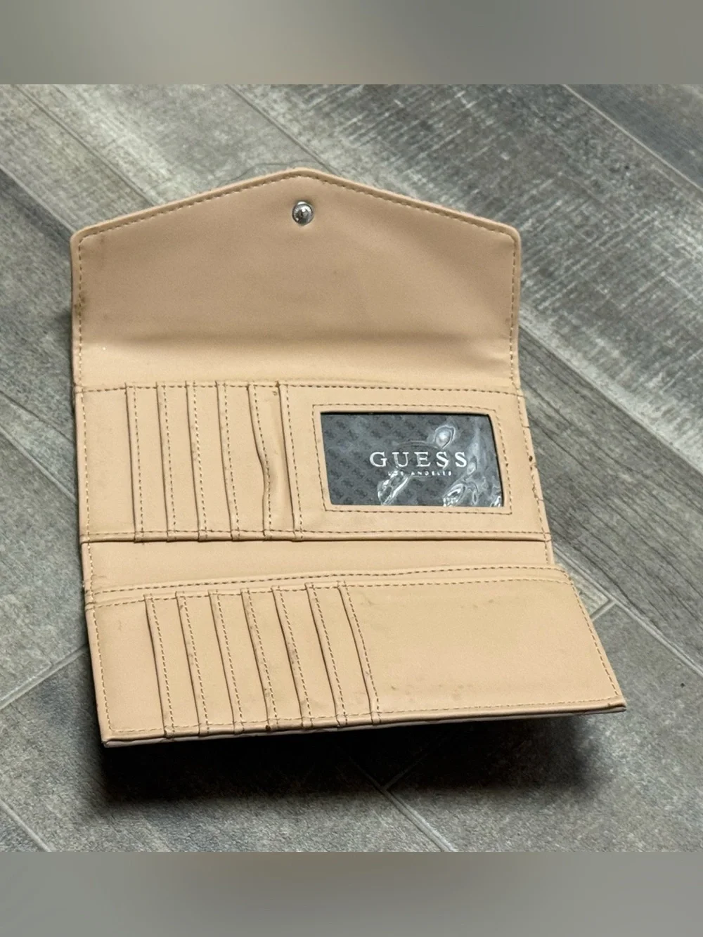 GUESS Blush Pink Monogram Envelope Clutch